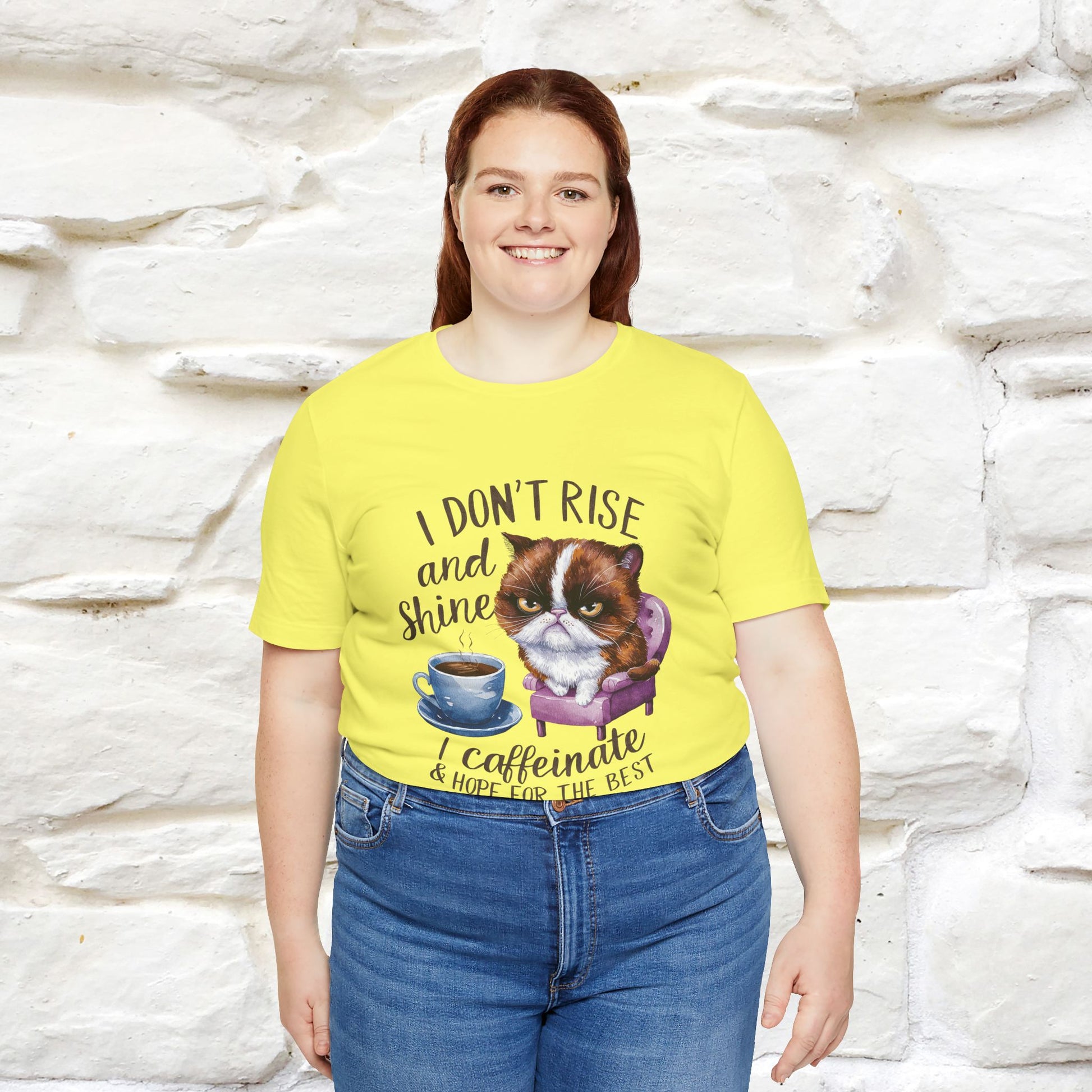 I Don’t Rise and Shine, I Caffeinate ....| Funny Cat T-Shirt| Nunu&Miao Studio - Nunu&Miao Studio