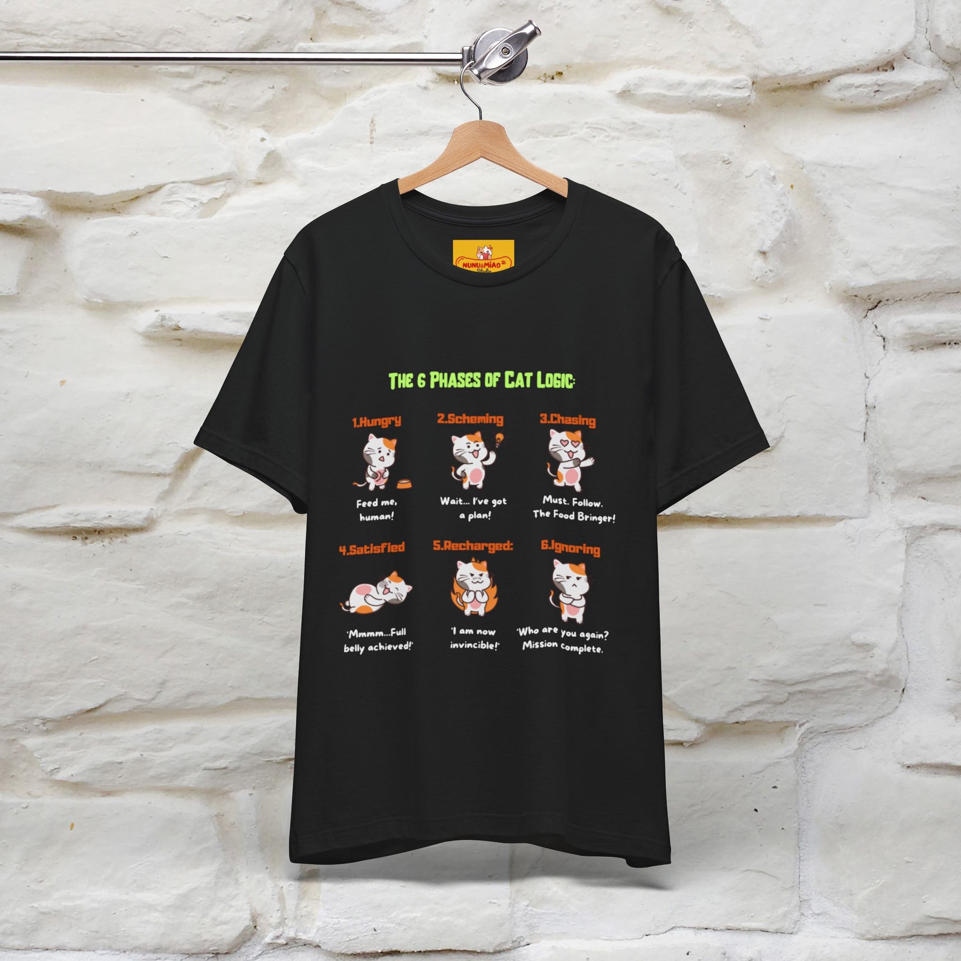 "The 6 Phases of Cat Logic" Hilarious Cat T-Shirt  | Nunu&Miao Studio - Nunu&Miao Studio