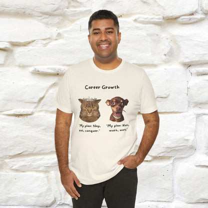 "Career Growth: Cat vs. Dog" | Cat T-Shirt | Nunu&Miao Studio - Nunu&Miao Studio