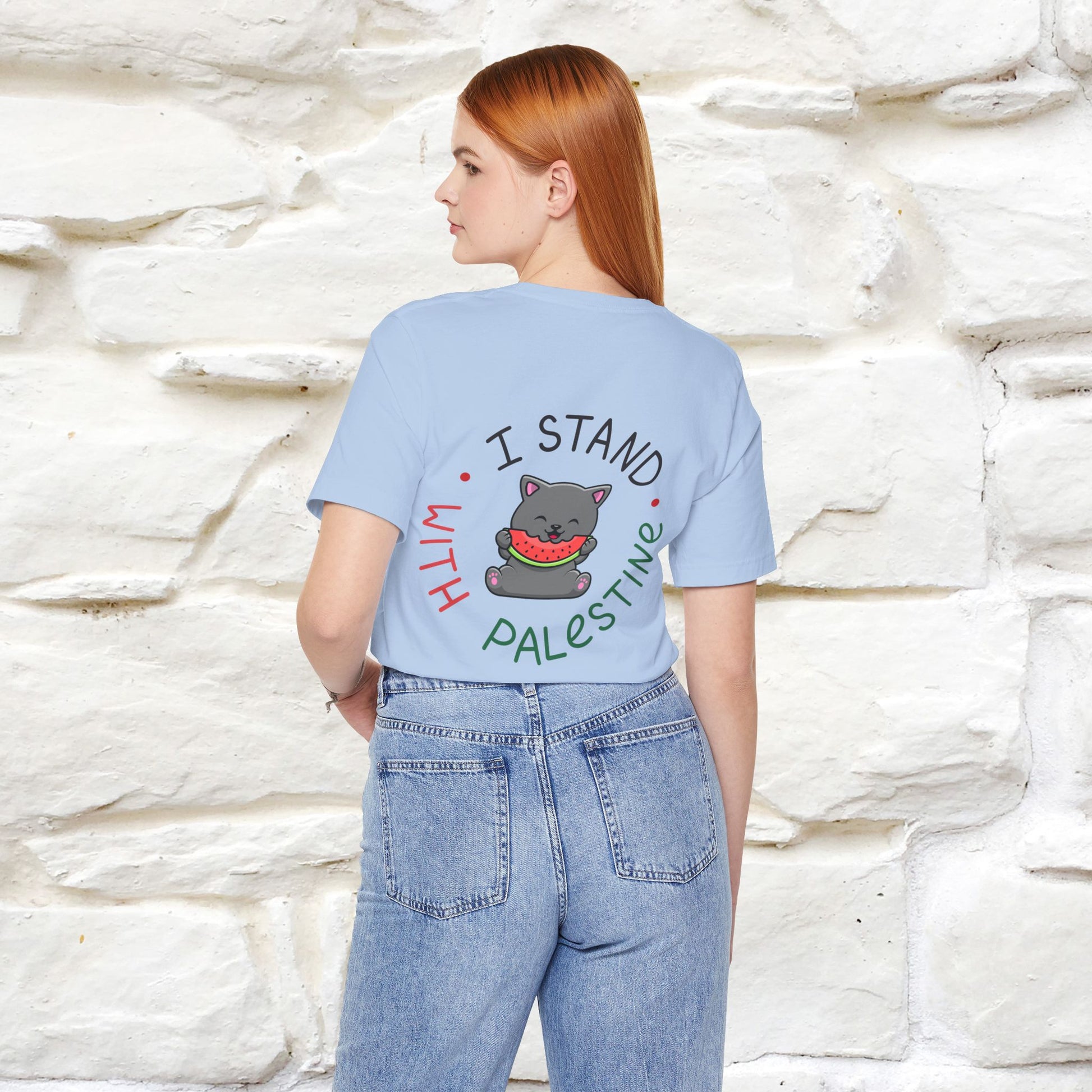 "I Stand With Palestine" Cat T-shirt | Front & Back Design |Nunu&Miao Studio - Nunu&Miao Studio