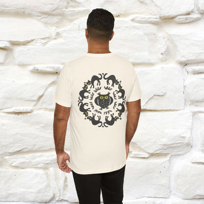 ''Black Cat Circle'' Cat T-Shirt Front and Back Design | Nunu&Miao Studio - Nunu&Miao Studio