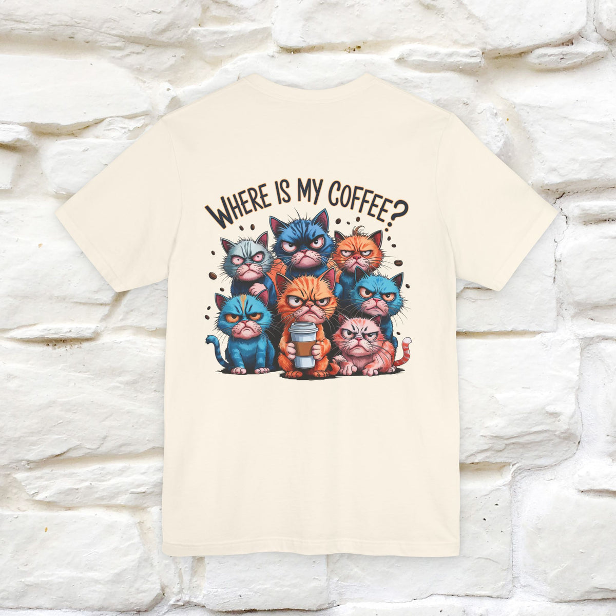 "Where Is My Coffe?" Cat T-Shirt | Front & Back Design | Nunu&Miao Studio
