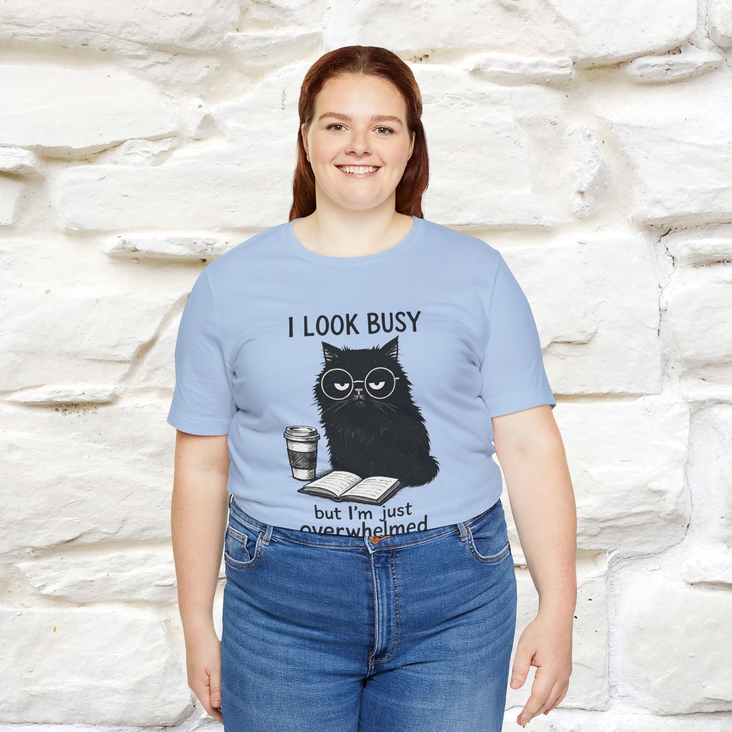 "I Look Busy But I'm Just Overwhelmed" |Cat T-Shirt | Nunu&Miao Studio - Nunu&Miao Studio