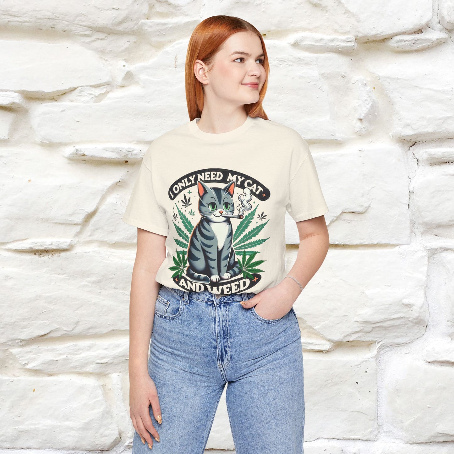 ''I Only Need My Cat and Weed'' Funny T-Shirt | Nunu&Miao Studio - Nunu&Miao Studio
