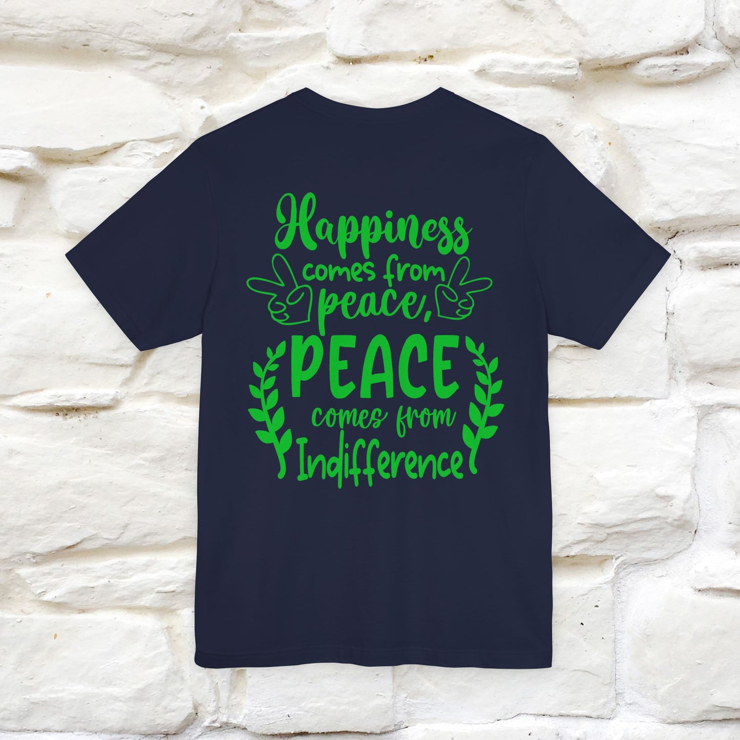 "Happiness Comes From Peace, Peace Comes From Indifference" Cat T-Shirt| Front & Back Design | Nunu&Miao Studio - Nunu&Miao Studio
