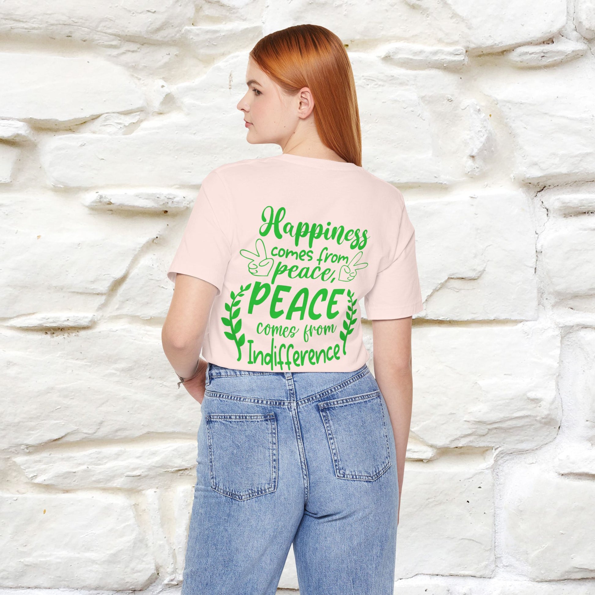 "Happiness Comes From Peace, Peace Comes From Indifference" Cat T-Shirt| Front & Back Design | Nunu&Miao Studio - Nunu&Miao Studio