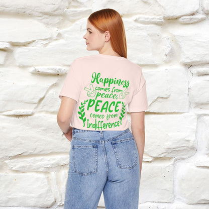 "Happiness Comes From Peace, Peace Comes From Indifference" Cat T-Shirt| Front & Back Design | Nunu&Miao Studio - Nunu&Miao Studio