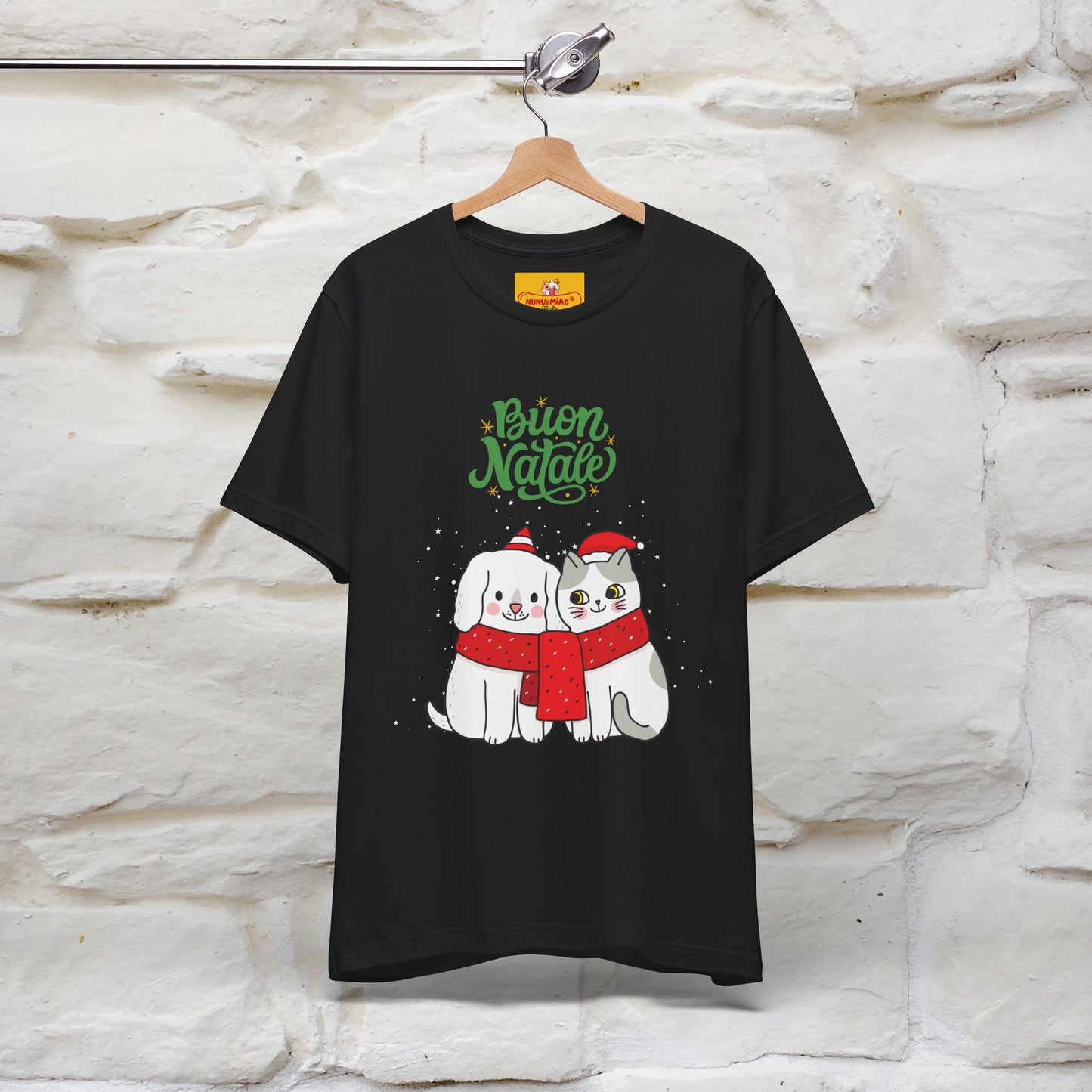 ''Buon Natale Cat and Dog'' Christmas T-shirt  | Nunu&Miao Studio - Nunu&Miao Studio