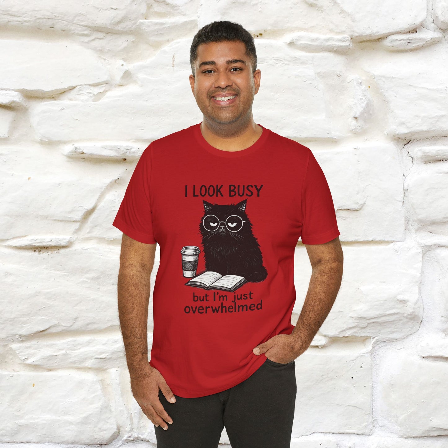 "I Look Busy But I'm Just Overwhelmed" |Cat T-Shirt | Nunu&Miao Studio - Nunu&Miao Studio