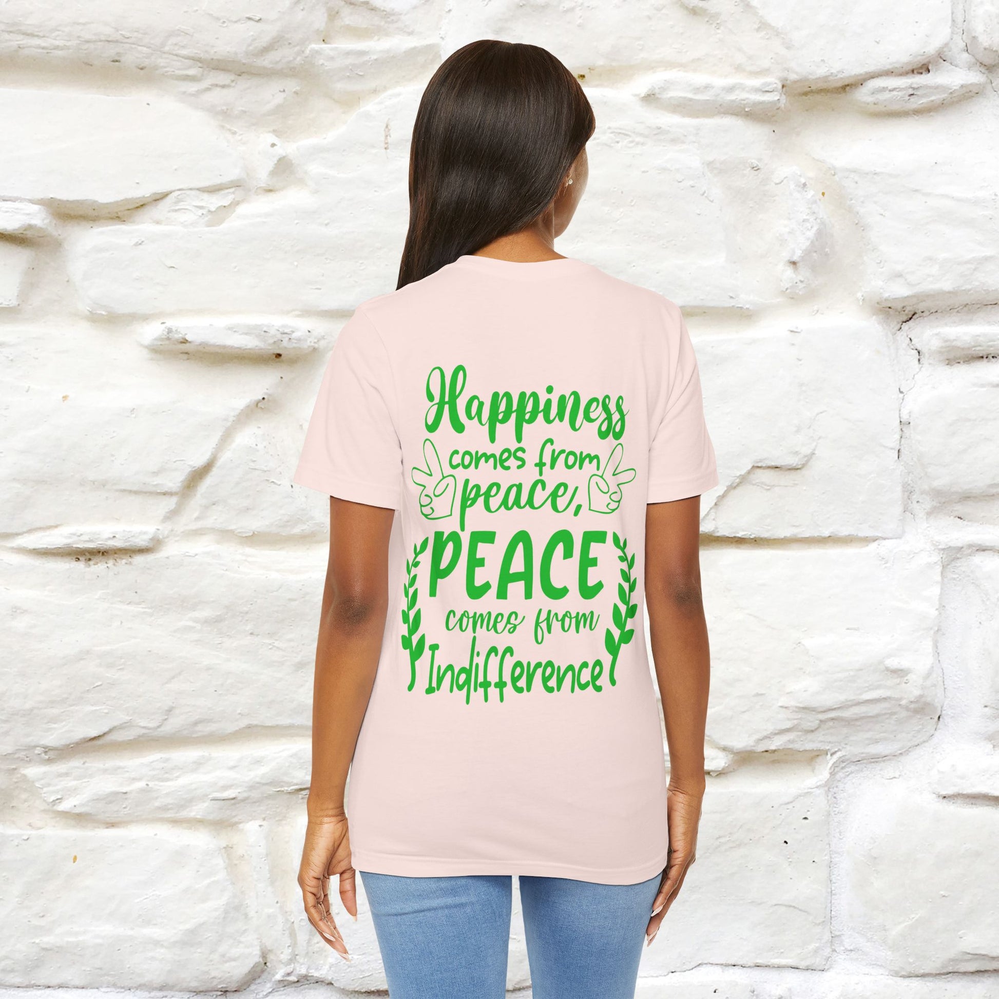 "Happiness Comes From Peace, Peace Comes From Indifference" Cat T-Shirt| Front & Back Design | Nunu&Miao Studio - Nunu&Miao Studio