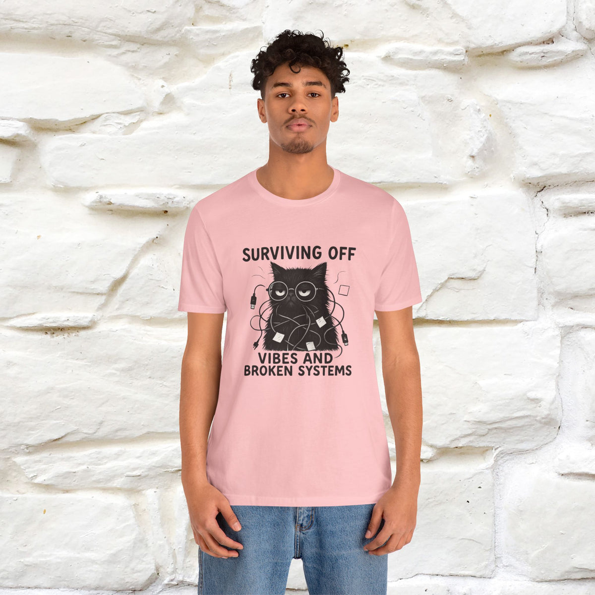 "Surviving Off...Vibes And Broken .. " |Cat T-Shirt | Nunu&Miao Studio