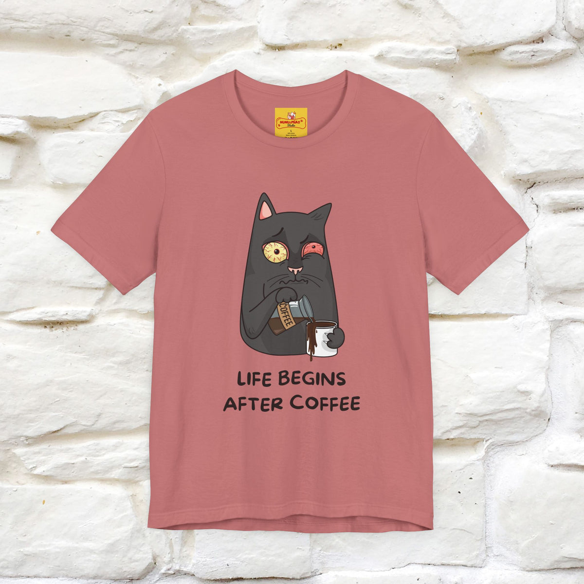 ''Life Begings After Coffe''  Cat T-shirt for Men and Women  100% Cotton*