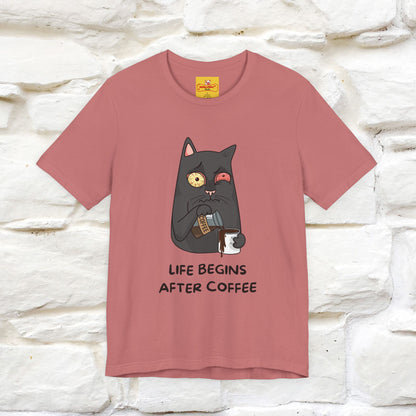 ''Life Begings After Coffe''  Cat T-shirt for Men and Women  100% Cotton*
