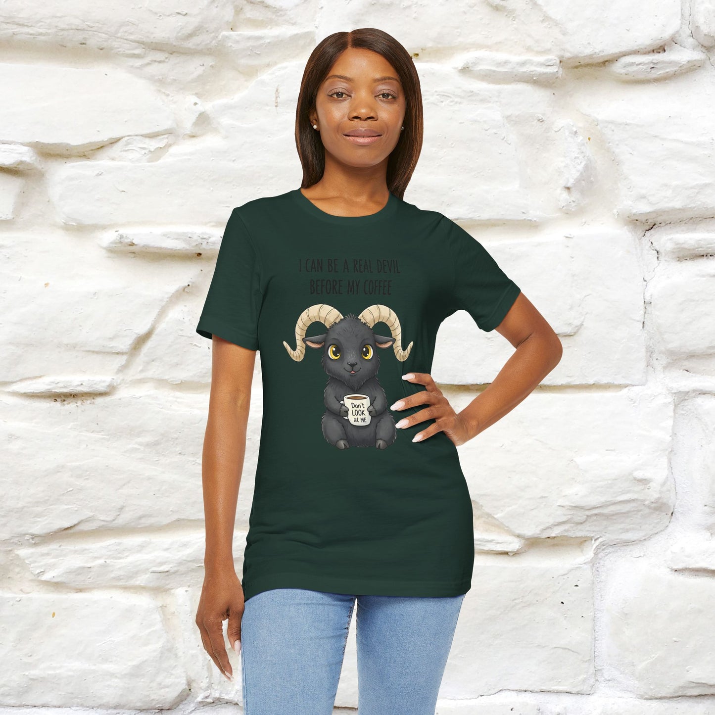 "I Can Be a Real Devil Before My Coffe" Funny T-shirt |Nunu&Miao Studio - Nunu&Miao Studio