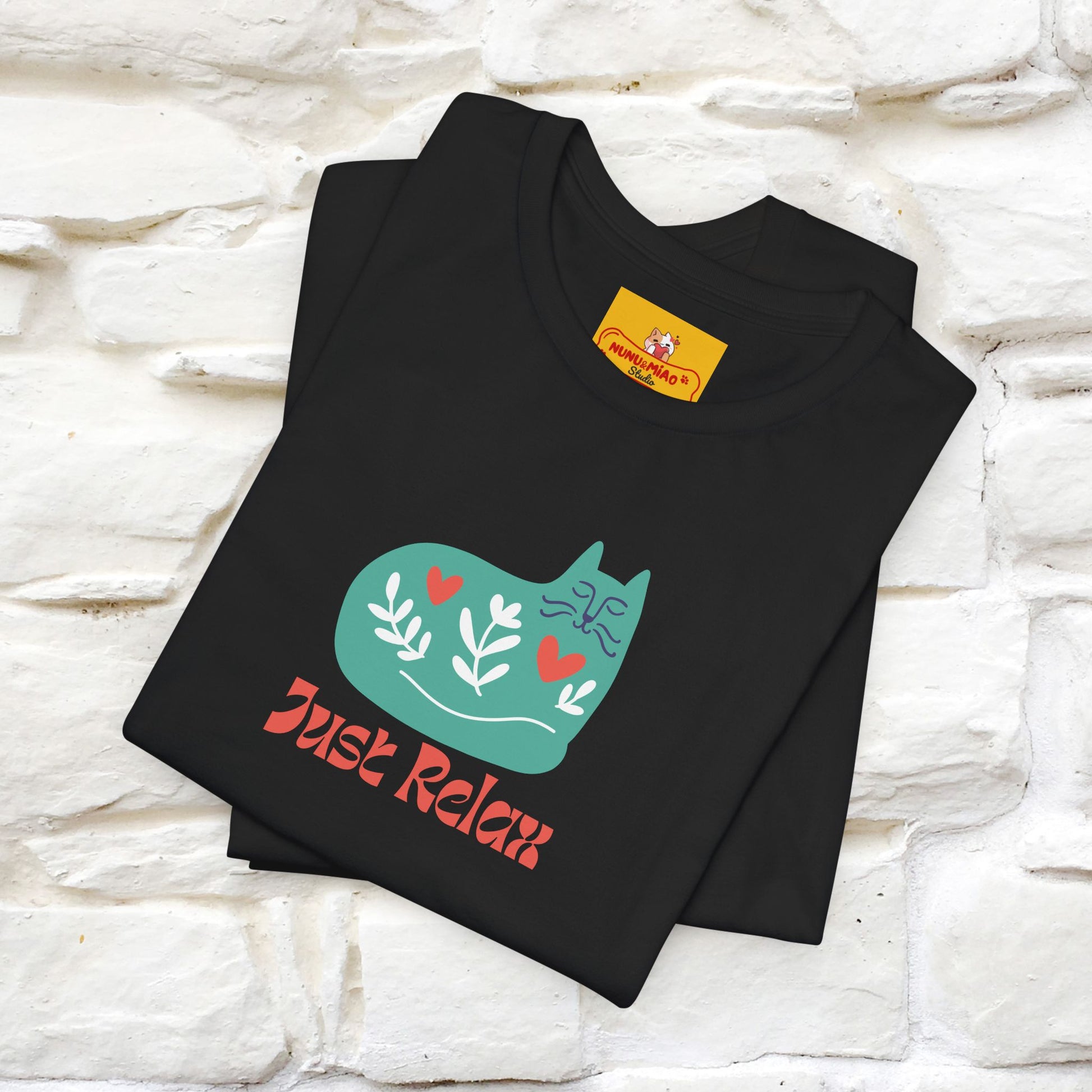 "Just Relax'' Cat T-Shirt Front and Back Design | Nunu&Miao Studio - Nunu&Miao Studio