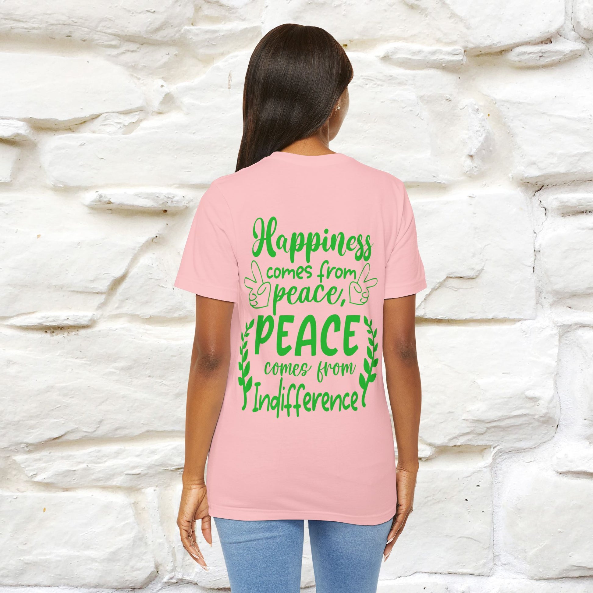 "Happiness Comes From Peace, Peace Comes From Indifference" Cat T-Shirt| Front & Back Design | Nunu&Miao Studio - Nunu&Miao Studio
