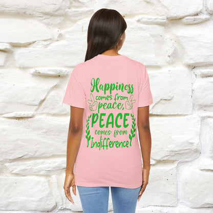 "Happiness Comes From Peace, Peace Comes From Indifference" Cat T-Shirt| Front & Back Design | Nunu&Miao Studio - Nunu&Miao Studio