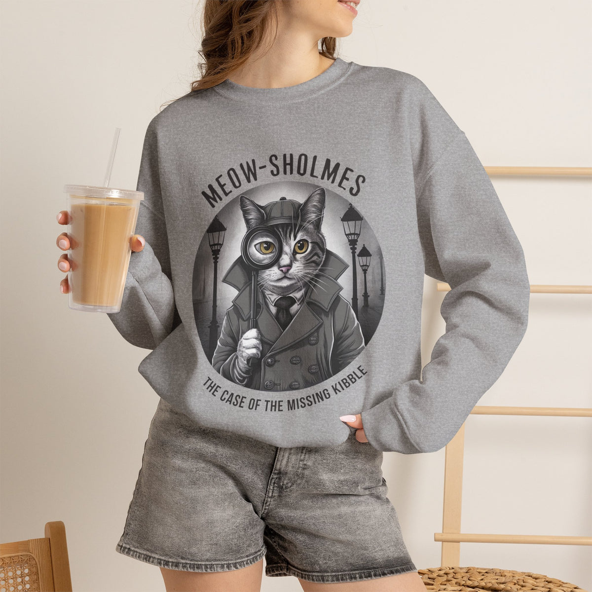 "Meow-sholmes'' |Cat Sweatshirt | Nunu&Miao Studio