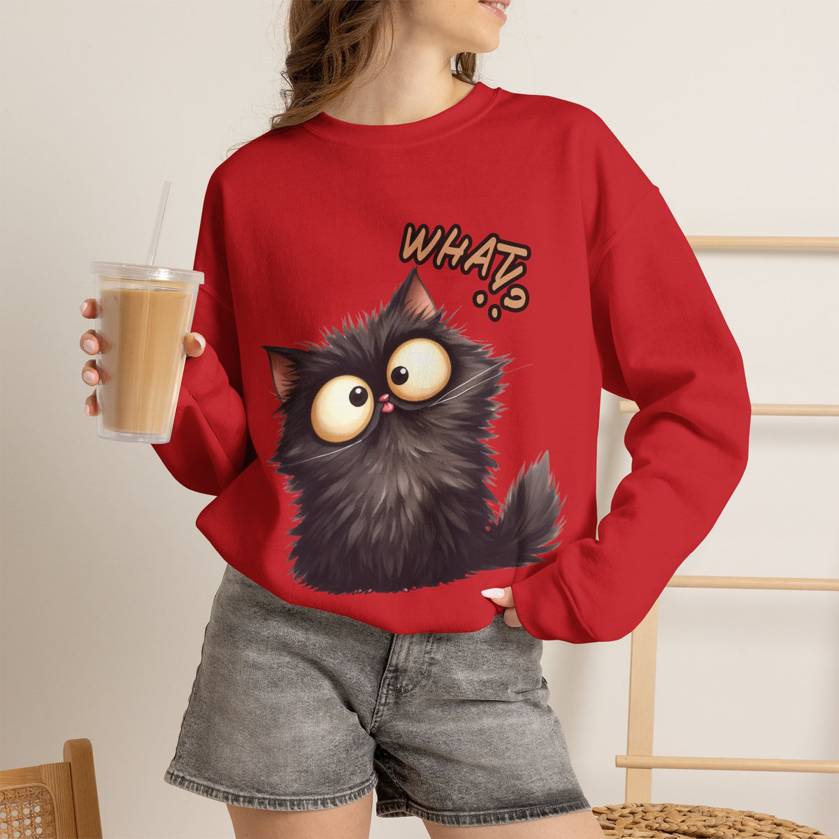 "What'' |Cat Sweatshirt | Nunu&Miao Studio