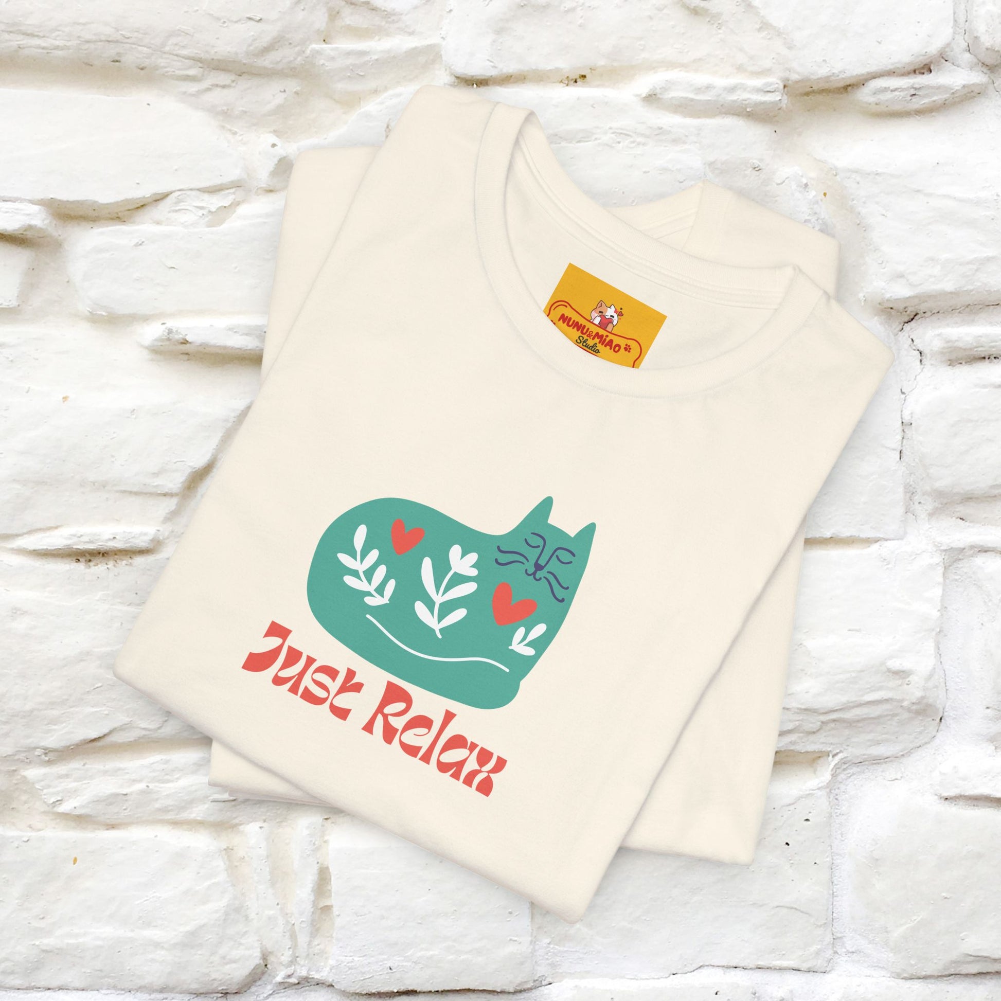 "Just Relax'' Cat T-Shirt Front and Back Design | Nunu&Miao Studio - Nunu&Miao Studio