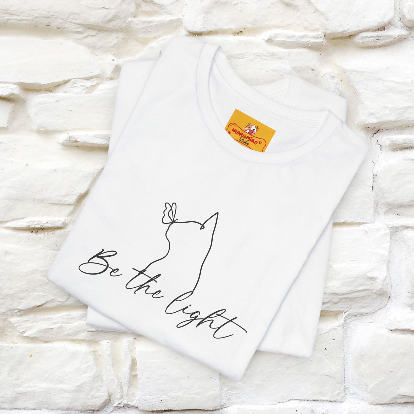 "Be The Light" Cat T-Shirt | Front & Back Design | Nunu&Miao Studio - Nunu&Miao Studio