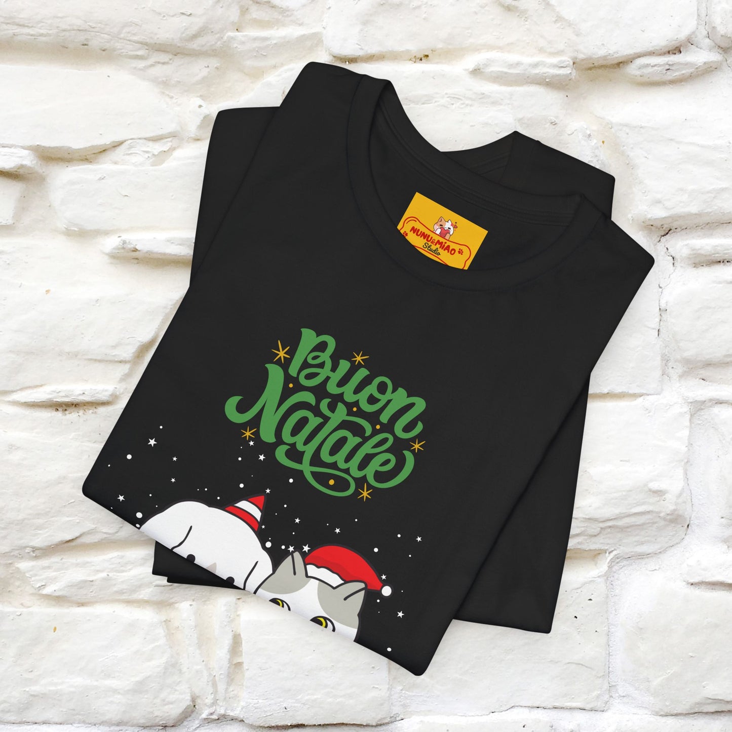 ''Buon Natale Cat and Dog'' Christmas T-shirt  | Nunu&Miao Studio - Nunu&Miao Studio