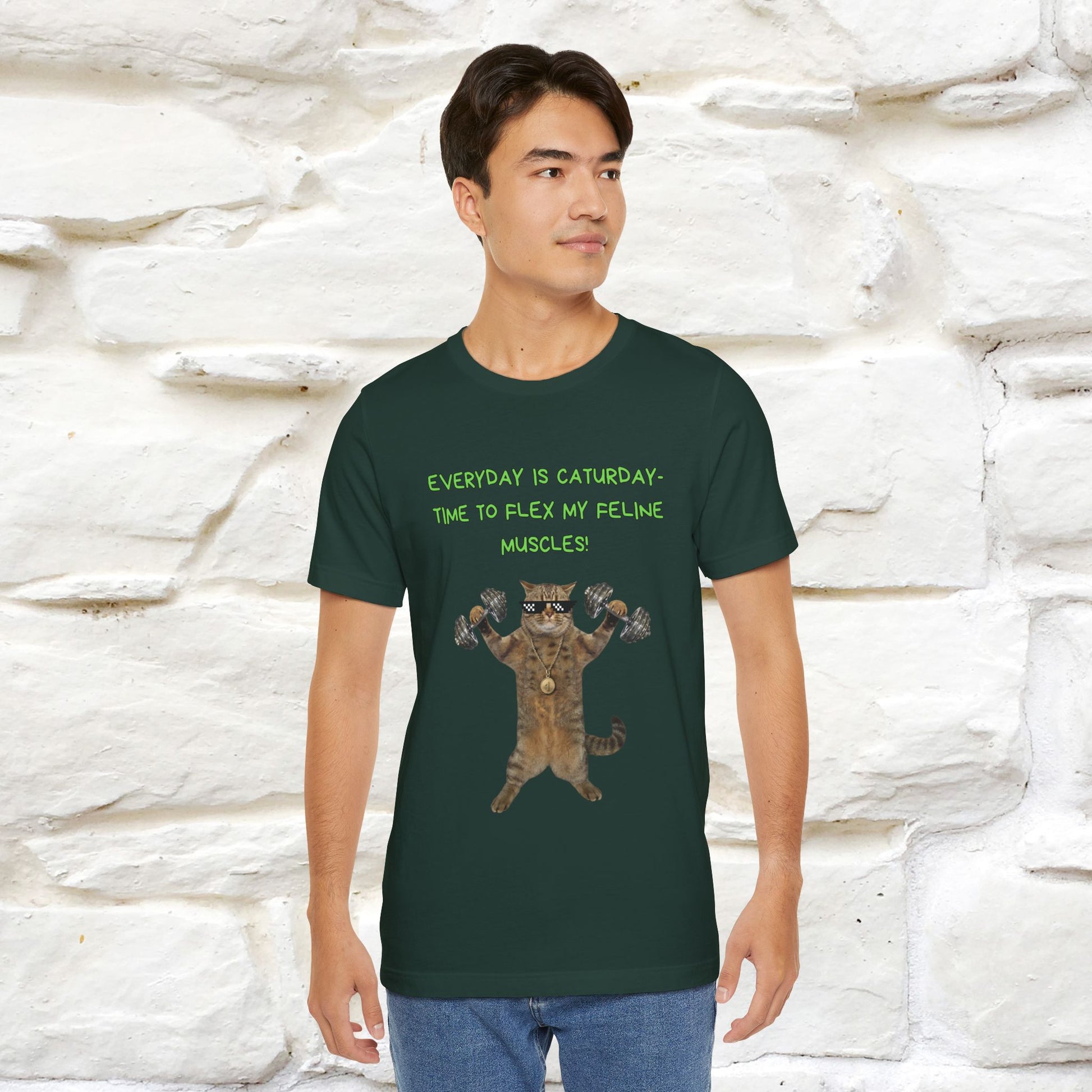 "Everyday Is Caturday – Flex My Feline Muscle"| Funny Cat T-Shirt  |Nunu&Miao Sudio - Nunu&Miao Studio