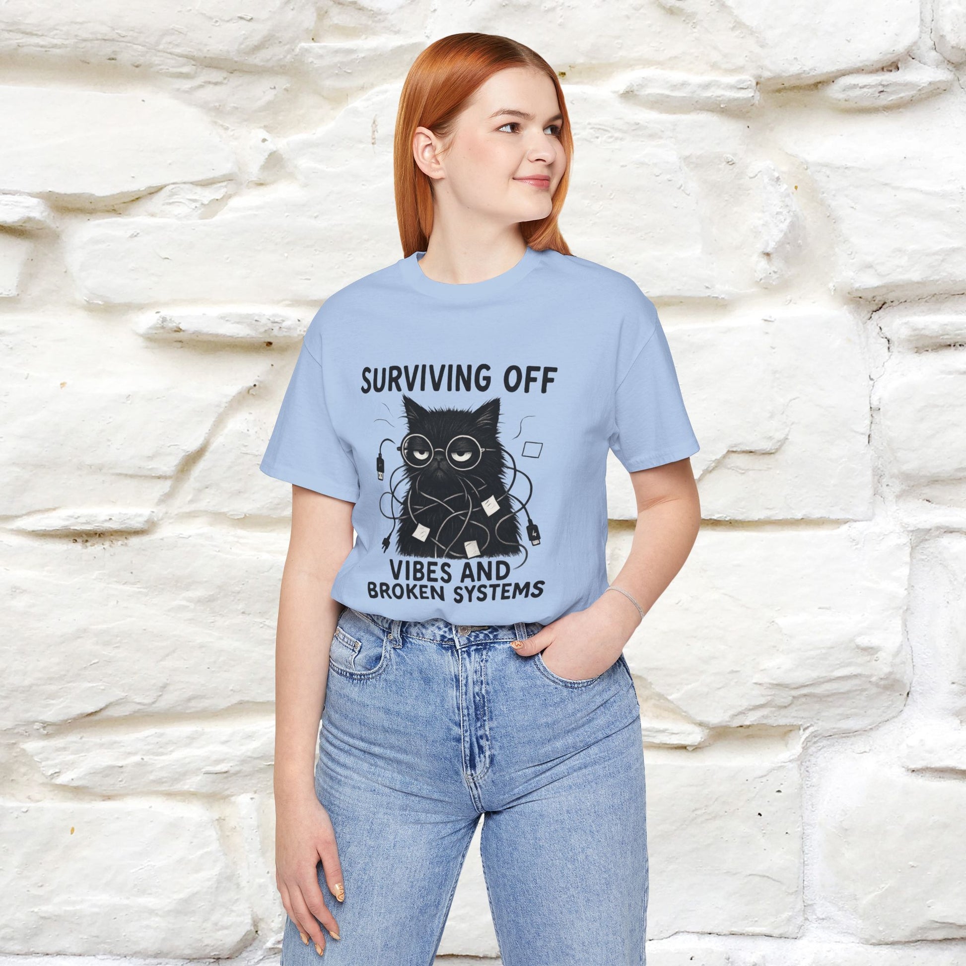 "Surviving Off...Vibes And Broken .. " |Cat T-Shirt | Nunu&Miao Studio - Nunu&Miao Studio