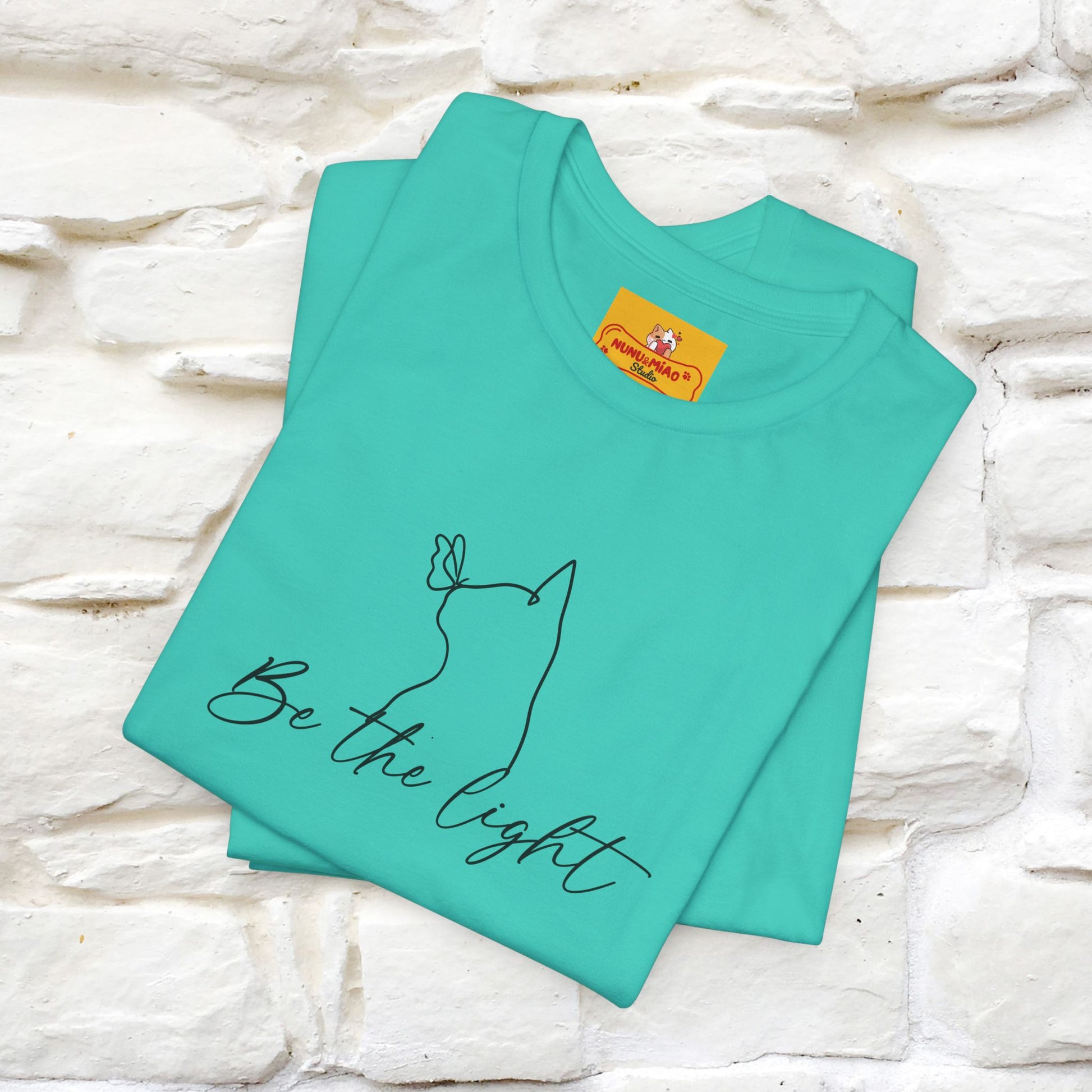 "Be The Light" Cat T-Shirt | Front & Back Design | Nunu&Miao Studio - Nunu&Miao Studio