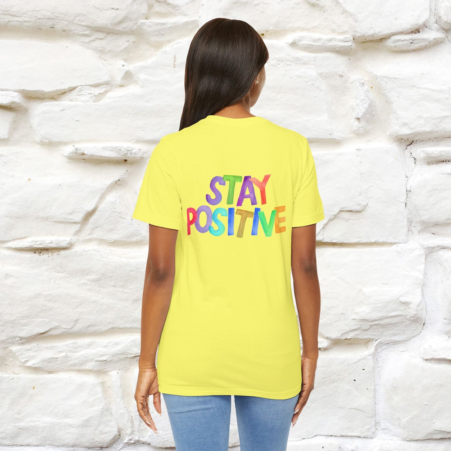 "Stay Positive'' Cat T-Shirt | Front & Back Design | Nunu&Miao Studio - Nunu&Miao Studio