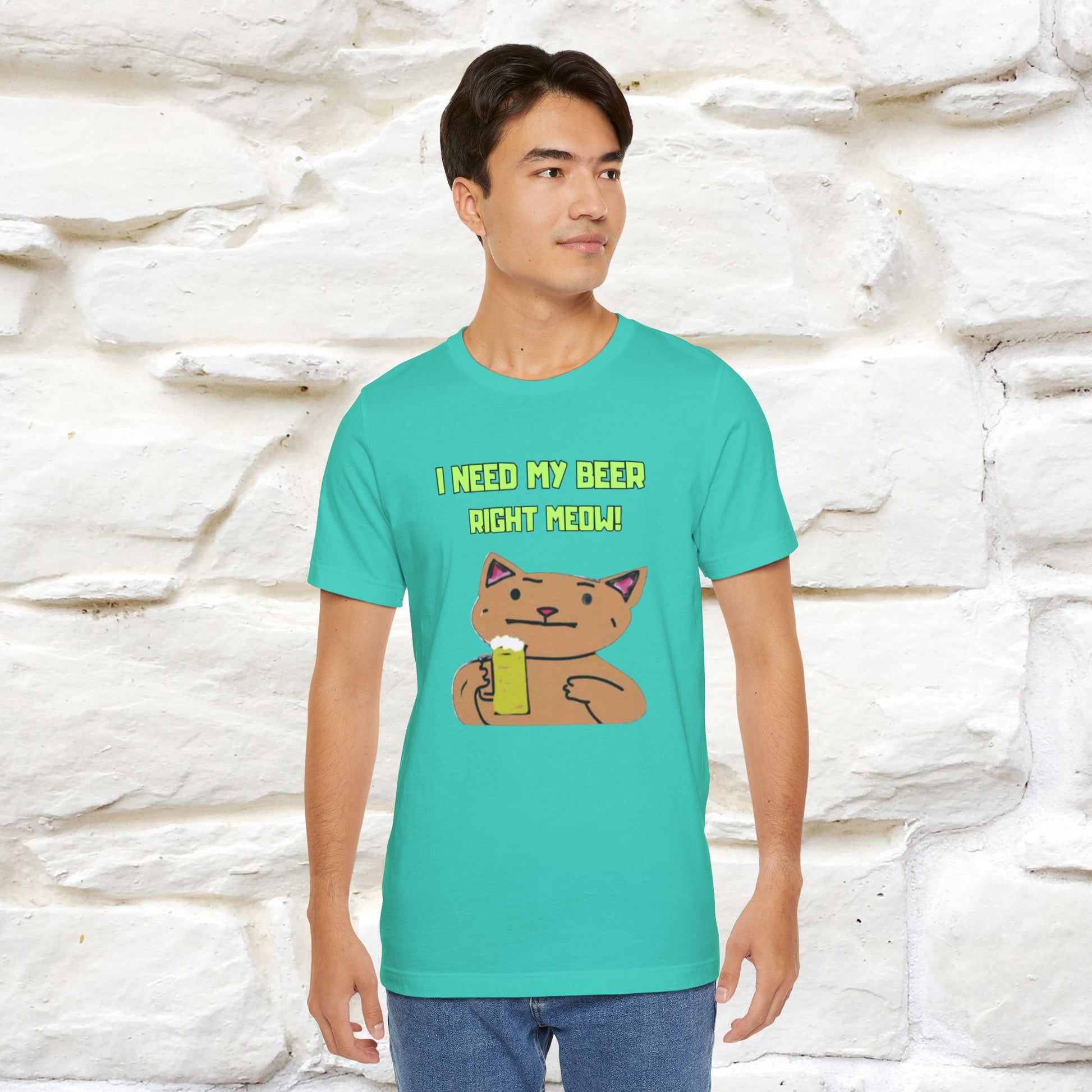 "I Need My Beer Right Meow!" Cat  T-shirt |Nunu&Miao Studio - Nunu&Miao Studio