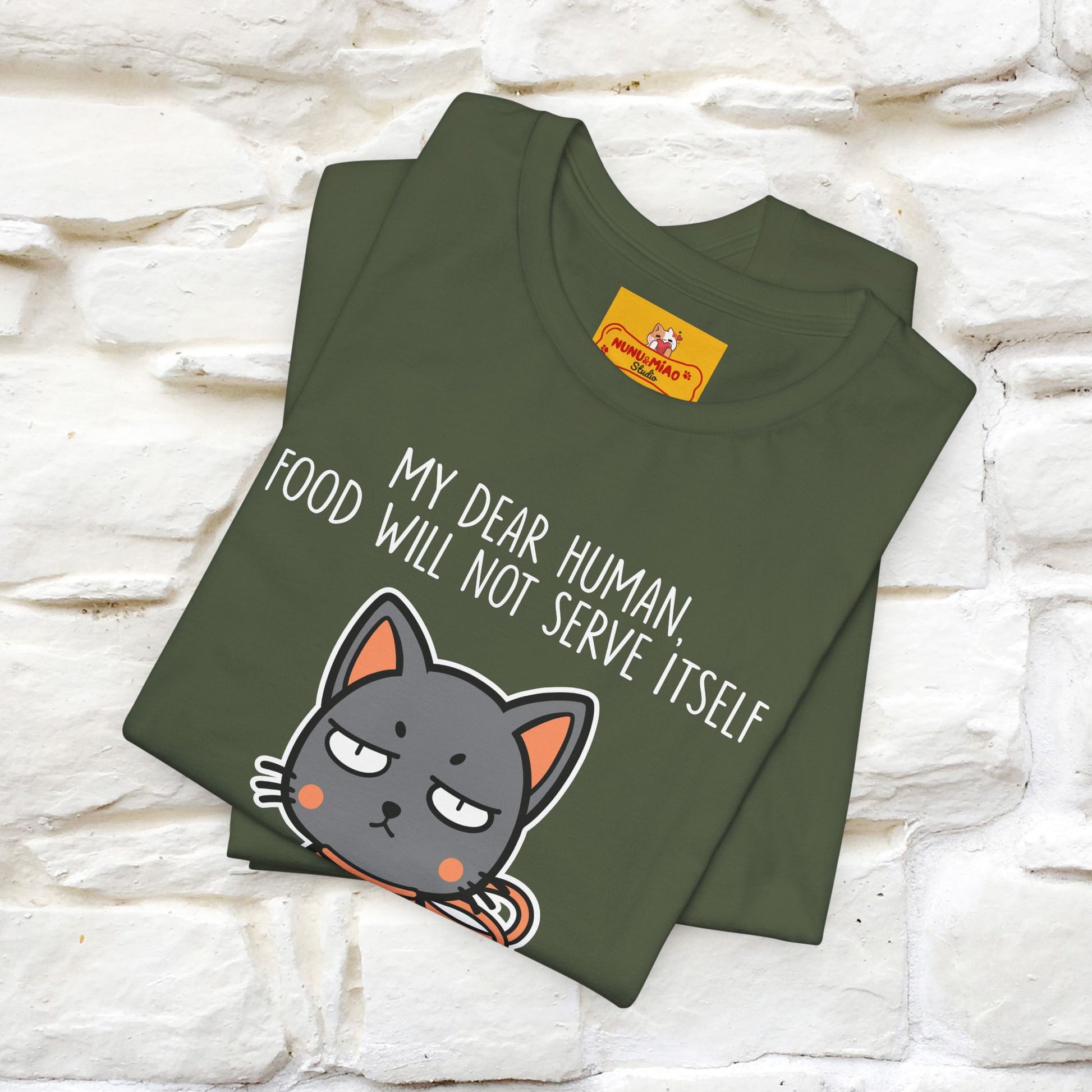 "Dear Human, Food Will Not Serve Itself" |Cat T-Shirt | Nunu&Miao Studio - Nunu&Miao Studio