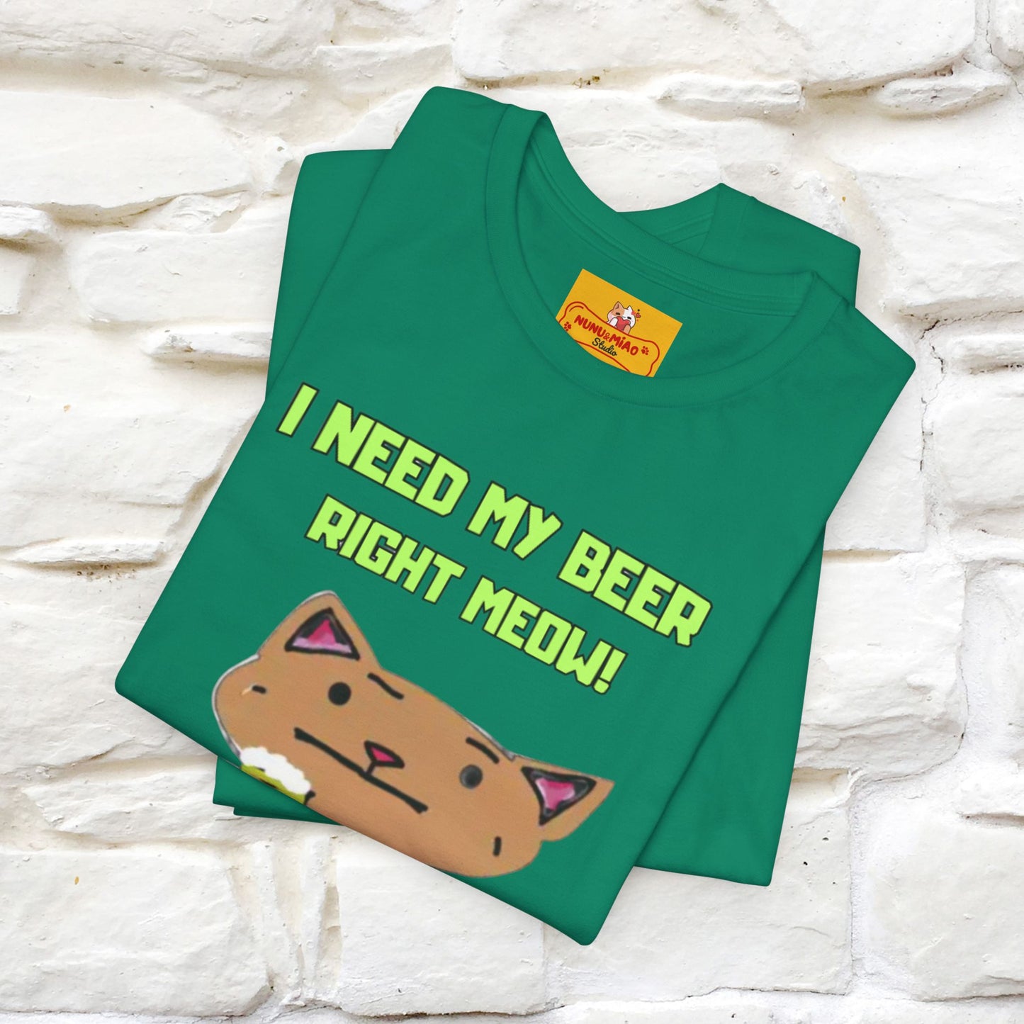 "I Need My Beer Right Meow!" Cat  T-shirt |Nunu&Miao Studio - Nunu&Miao Studio