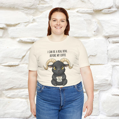 "I Can Be a Real Devil Before My Coffe" Funny T-shirt |Nunu&Miao Studio - Nunu&Miao Studio