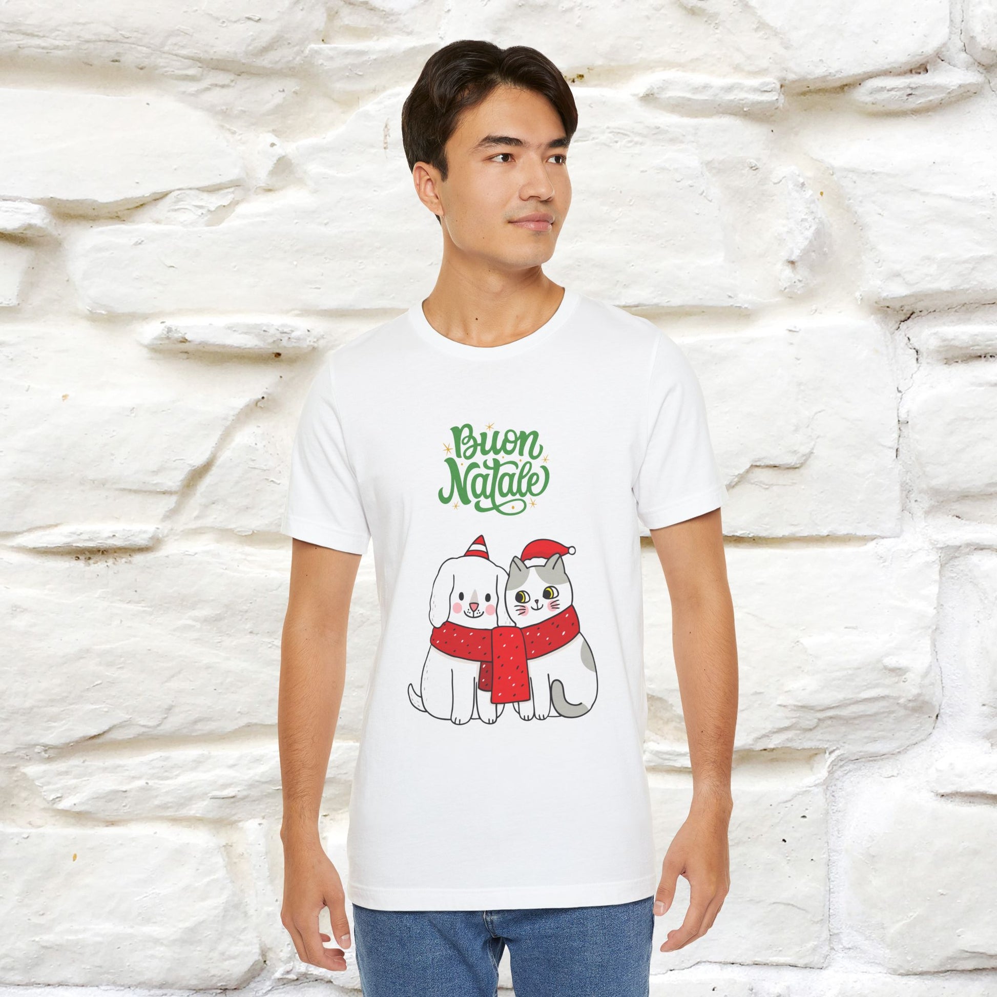 ''Buon Natale Cat and Dog'' Christmas T-shirt  | Nunu&Miao Studio - Nunu&Miao Studio