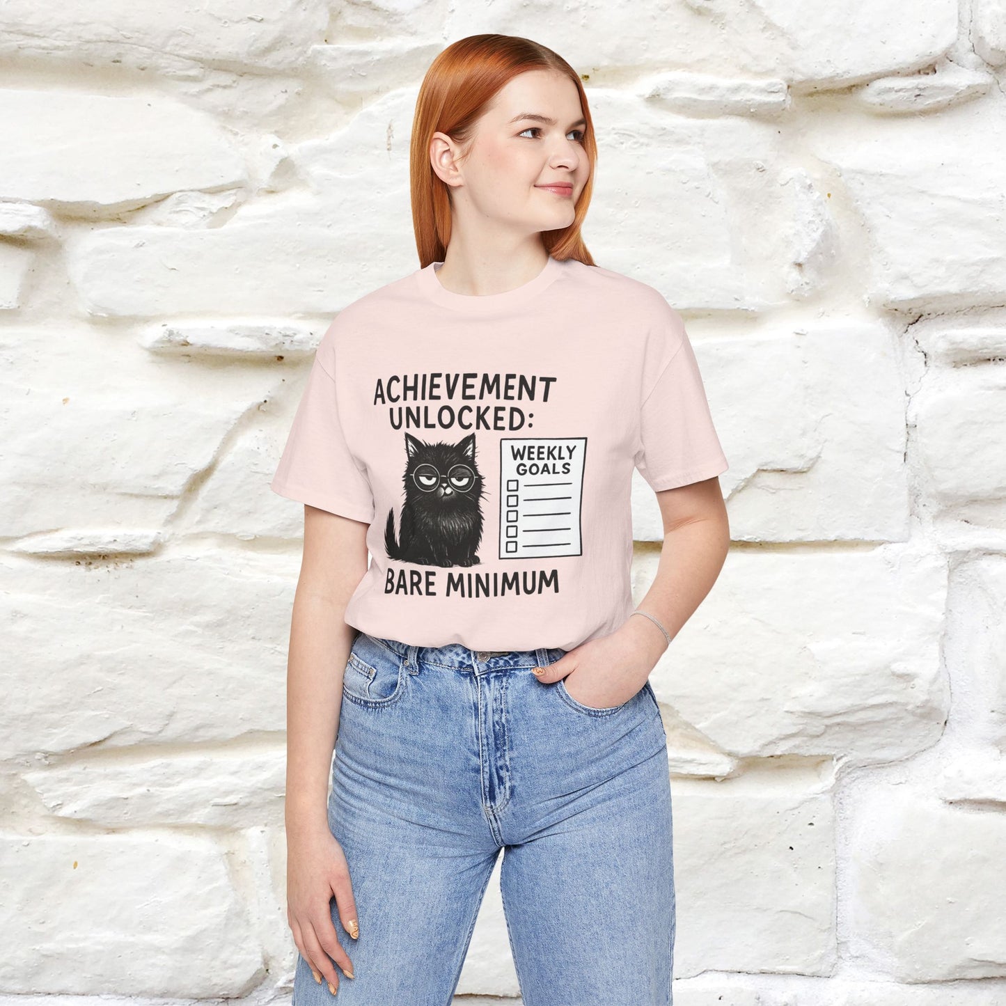 "Achievement Unlocked Bare Minimum." |Cat T-Shirt | Nunu&Miao Studio - Nunu&Miao Studio