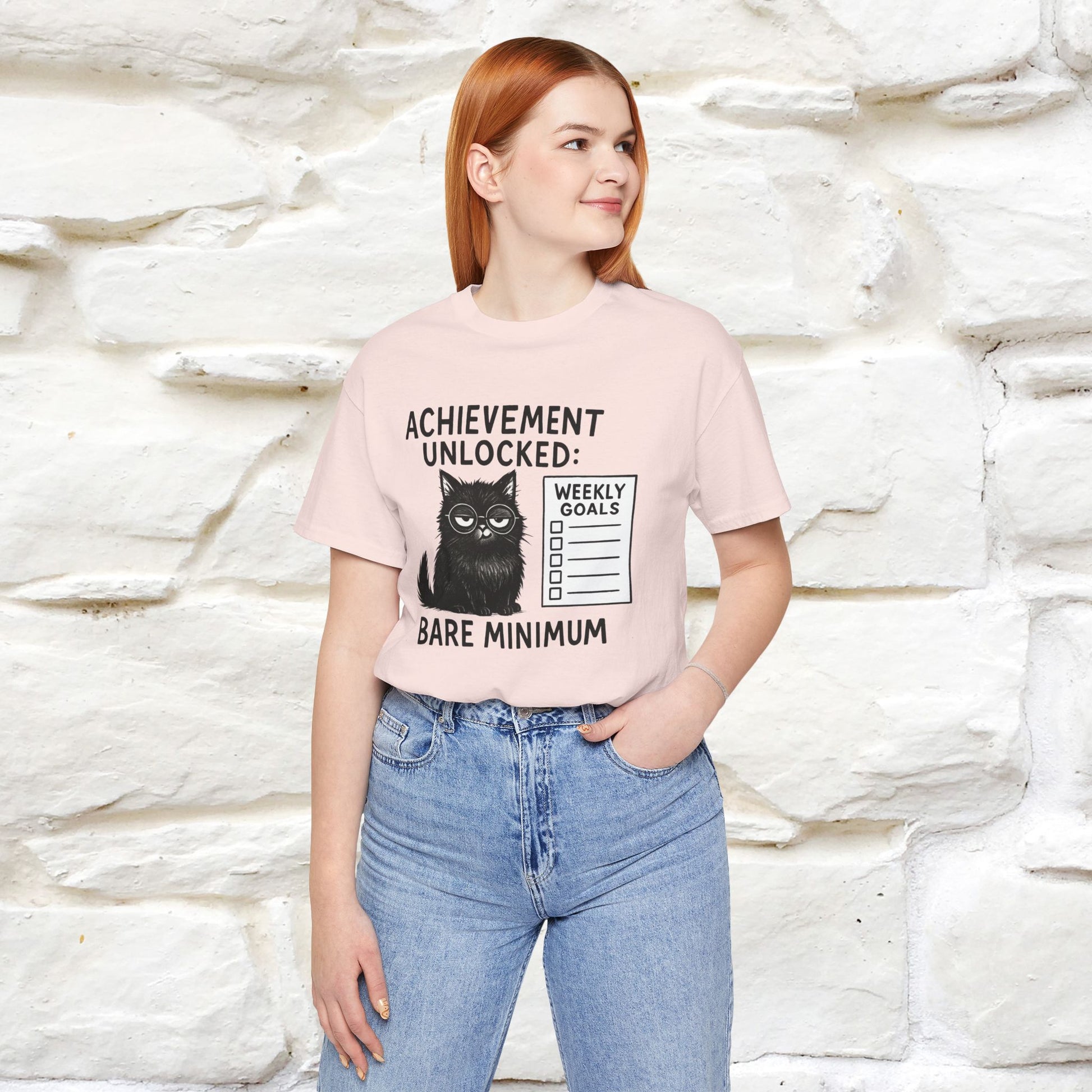 "Achievement Unlocked Bare Minimum." |Cat T-Shirt | Nunu&Miao Studio - Nunu&Miao Studio