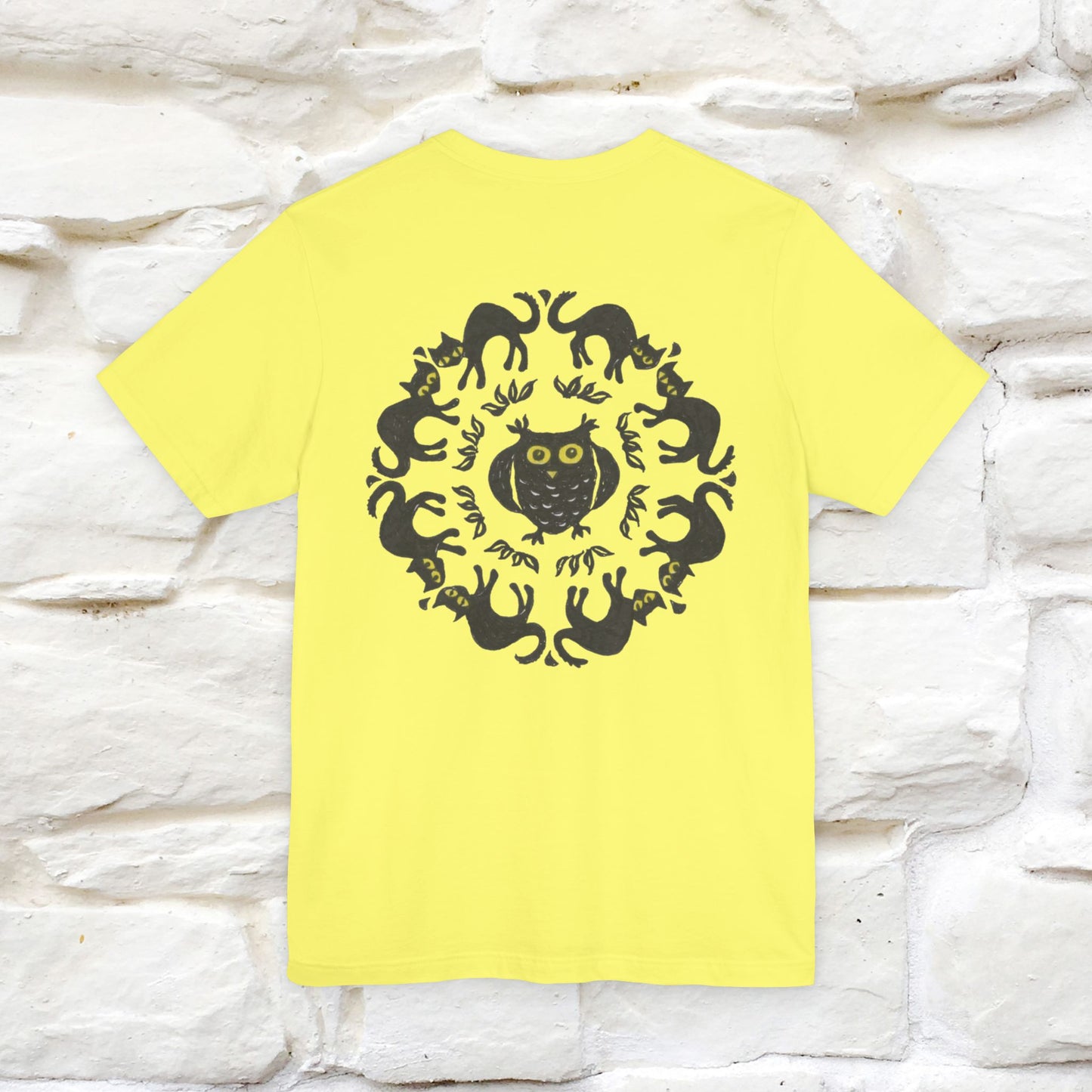 ''Black Cat Circle'' Cat T-Shirt Front and Back Design | Nunu&Miao Studio - Nunu&Miao Studio