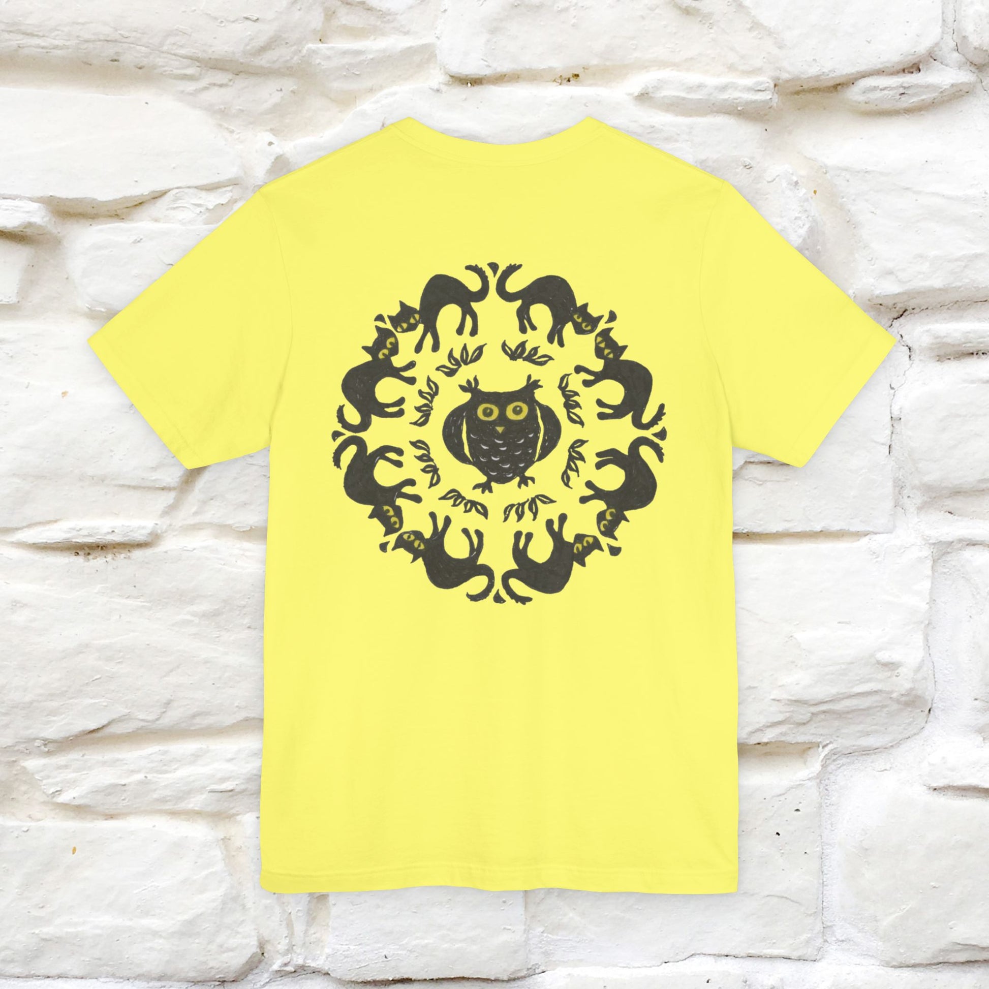 ''Black Cat Circle'' Cat T-Shirt Front and Back Design | Nunu&Miao Studio - Nunu&Miao Studio