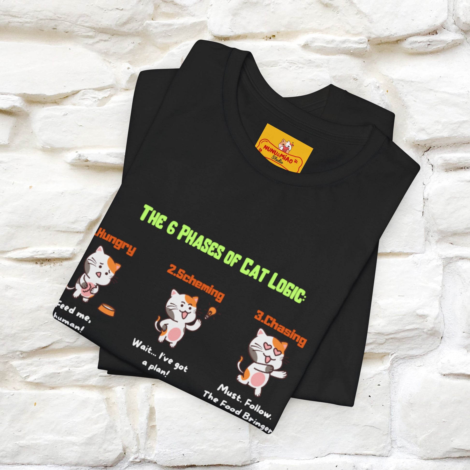 "The 6 Phases of Cat Logic" Hilarious Cat T-Shirt  | Nunu&Miao Studio - Nunu&Miao Studio