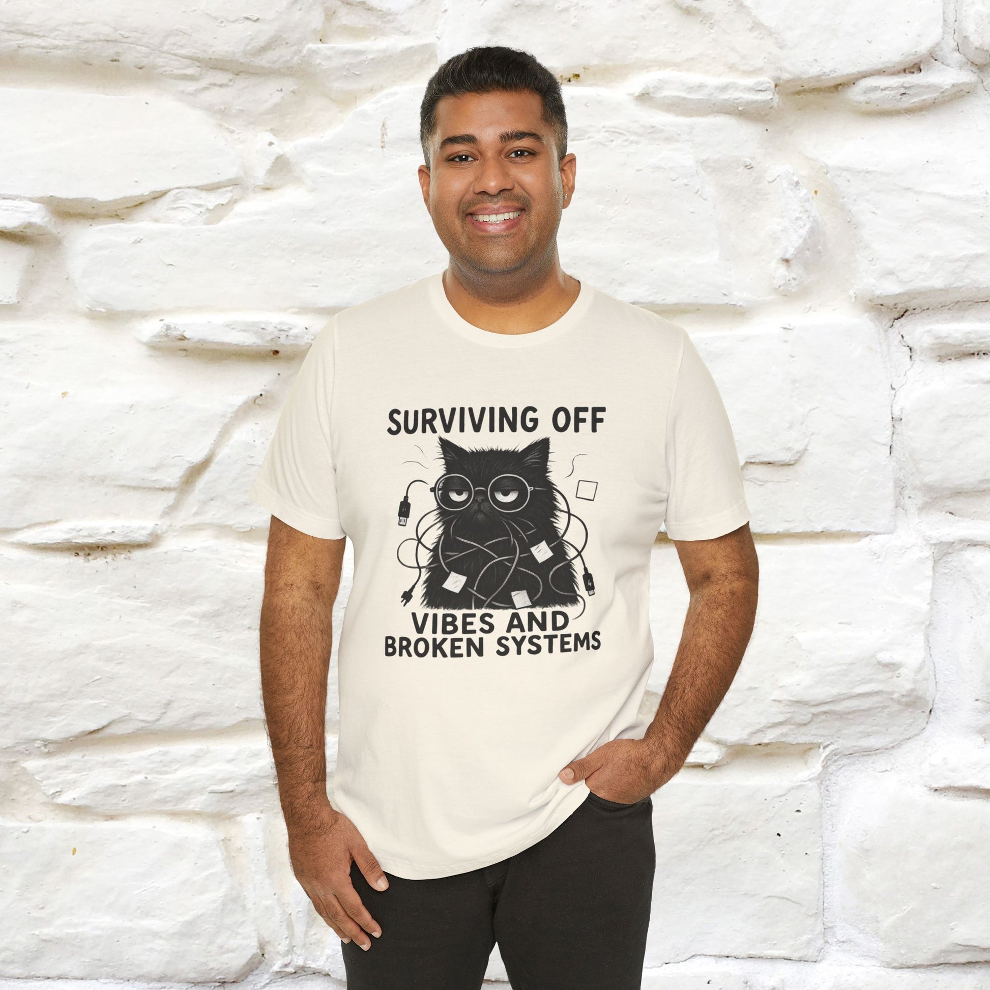 "Surviving Off...Vibes And Broken .. " |Cat T-Shirt | Nunu&Miao Studio - Nunu&Miao Studio