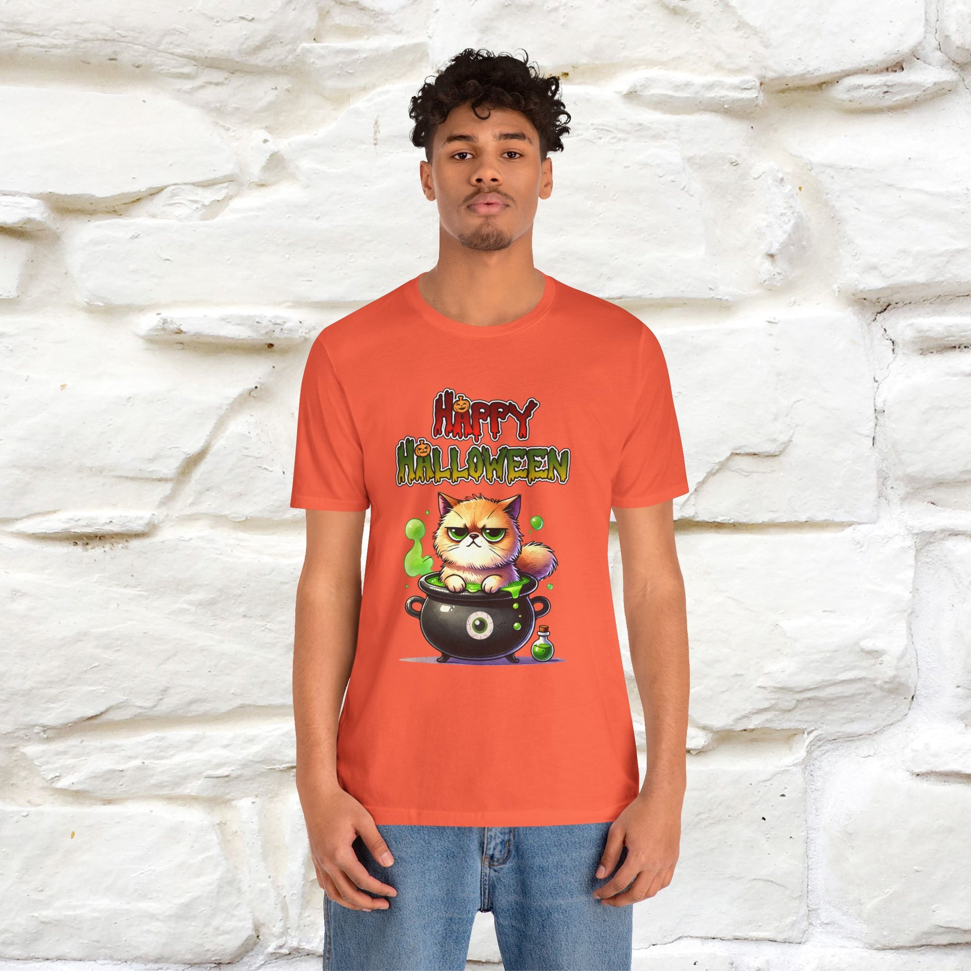 "Angry Cat Happy Halloween" Cat  T-shirt |Nunu&Miao Studio - Nunu&Miao Studio