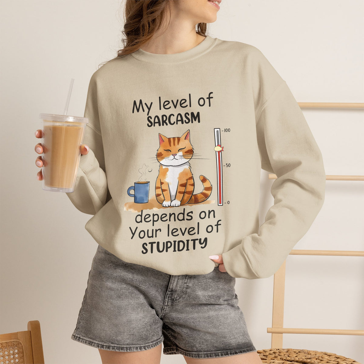 "My Level Of Sarcasm...'' |Cat Sweatshirt | Nunu&Miao Studio
