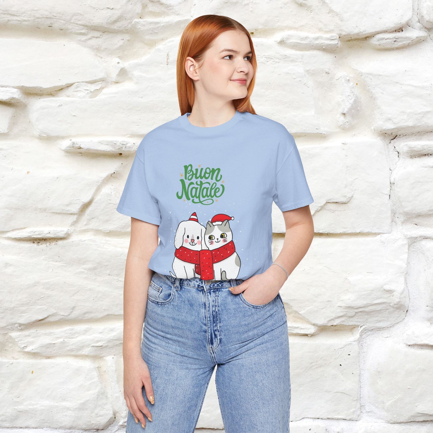 ''Buon Natale Cat and Dog'' Christmas T-shirt  | Nunu&Miao Studio - Nunu&Miao Studio