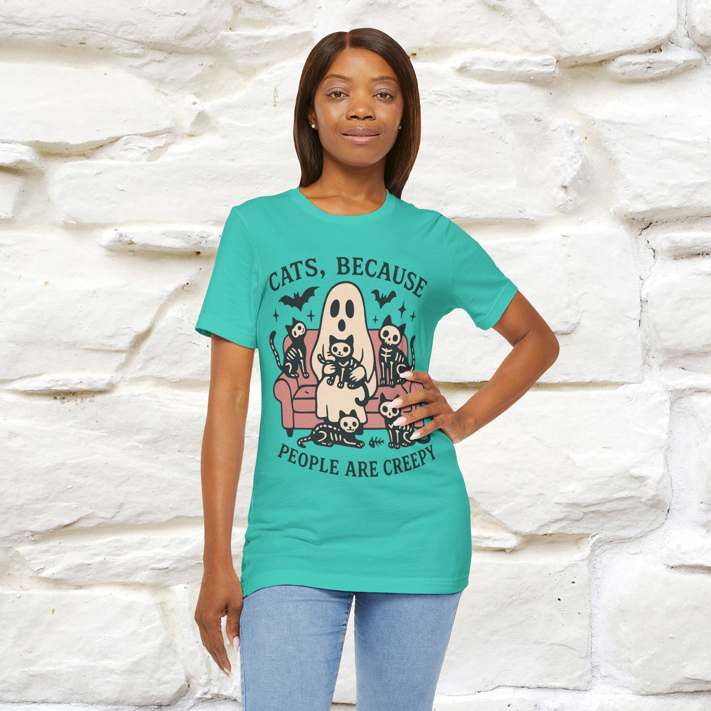 "Cat Because People Are Creepy" Halloween Cat T-shirt |Nunu&Miao Studio - Nunu&Miao Studio
