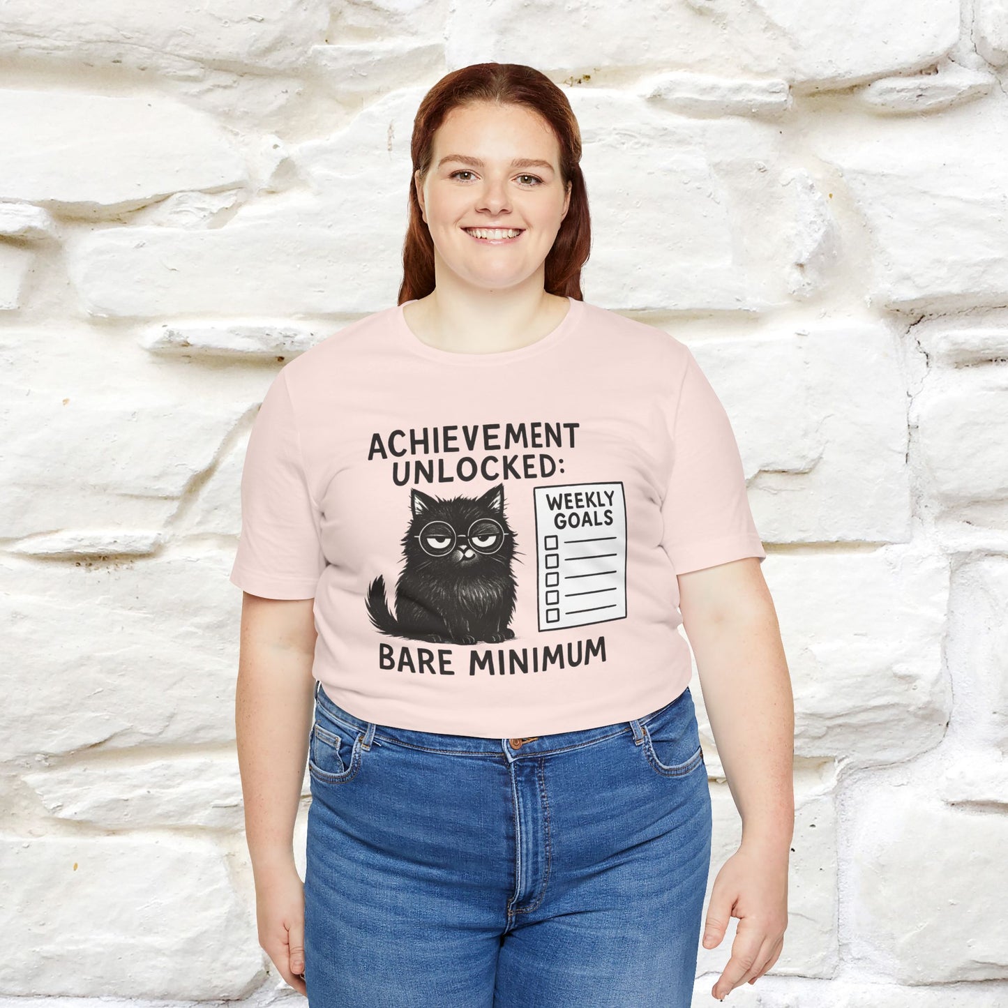 "Achievement Unlocked Bare Minimum." |Cat T-Shirt | Nunu&Miao Studio - Nunu&Miao Studio
