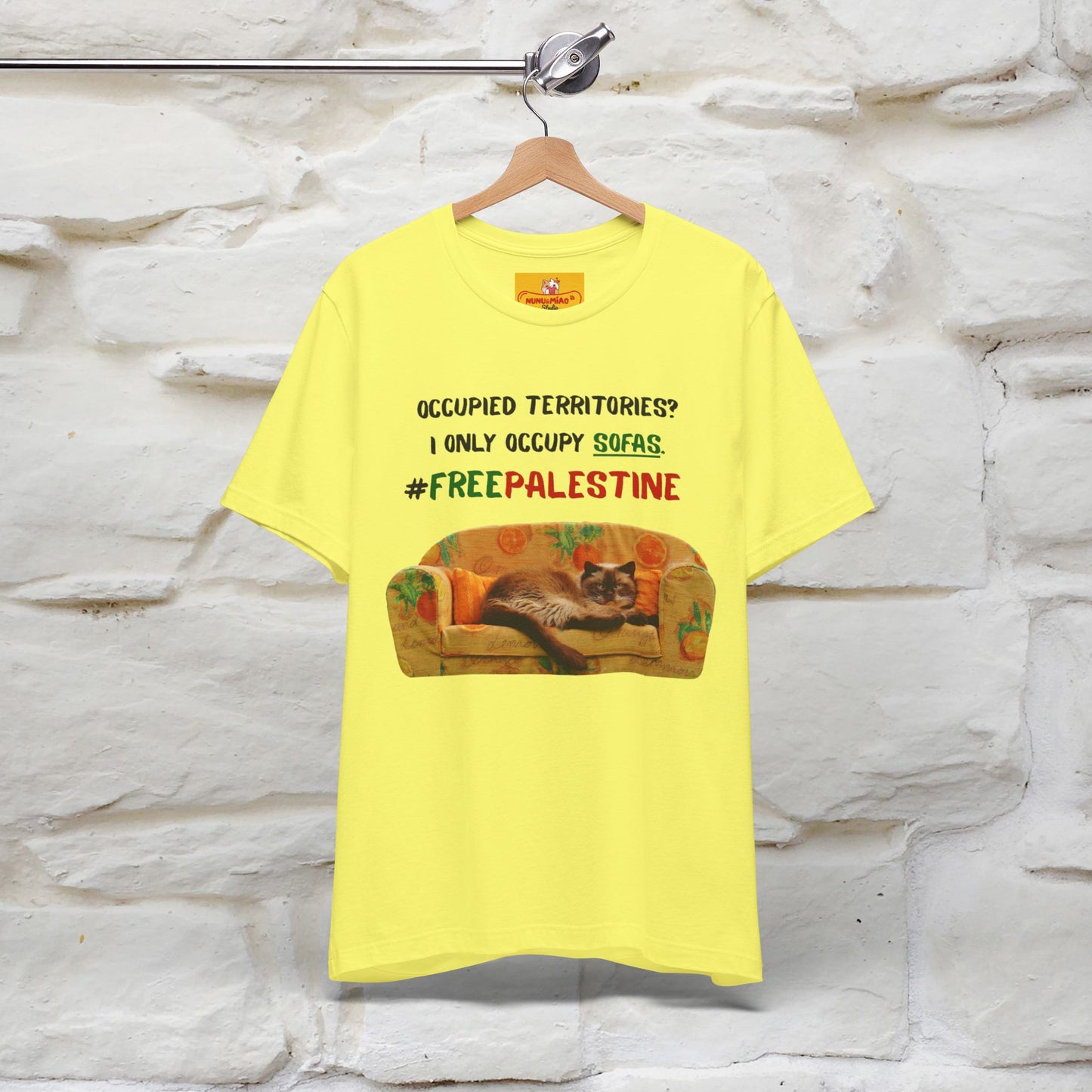 "Occupied territories?  I only occupy sofas. FreePalestine" Cat T-shirt |Nunu&Miao Studio - Nunu&Miao Studio