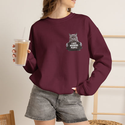 "I Hate Morning People'' |Cat Sweatshirt | Nunu&Miao Studio