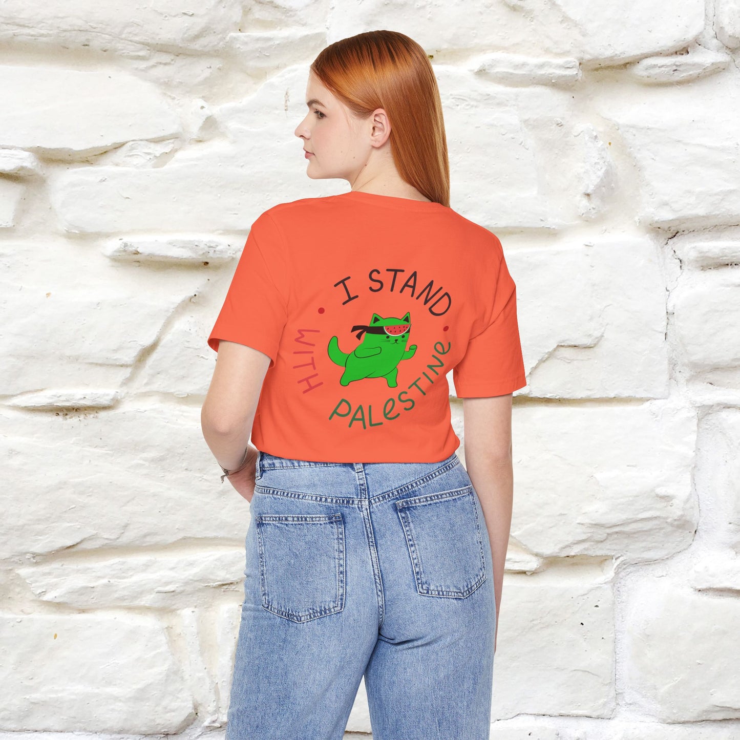 "I Love Palestine" Cat T-shirt | Front & Back Design |Nunu&Miao Studio - Nunu&Miao Studio