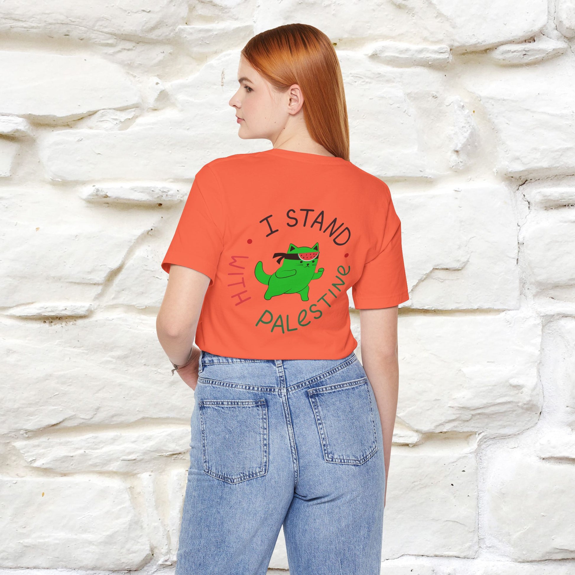 "I Love Palestine" Cat T-shirt | Front & Back Design |Nunu&Miao Studio - Nunu&Miao Studio